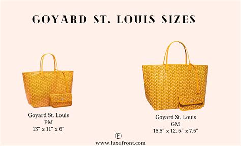 goyard st louis gm tote size|goyard st louis pm size.